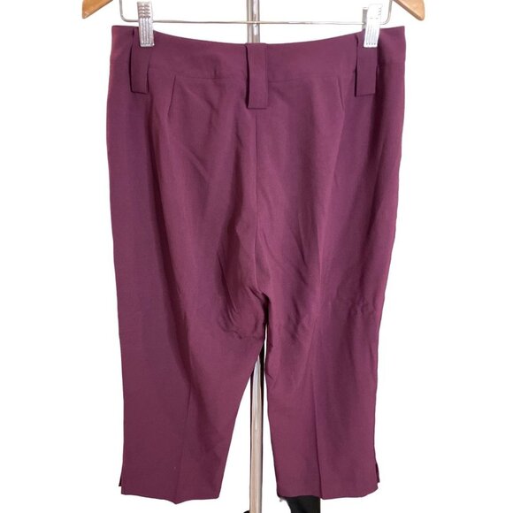 Vintage 90s Larry Levine Petite Maroon Flat Front Pants Sz 8P - Picture 2 of 9
